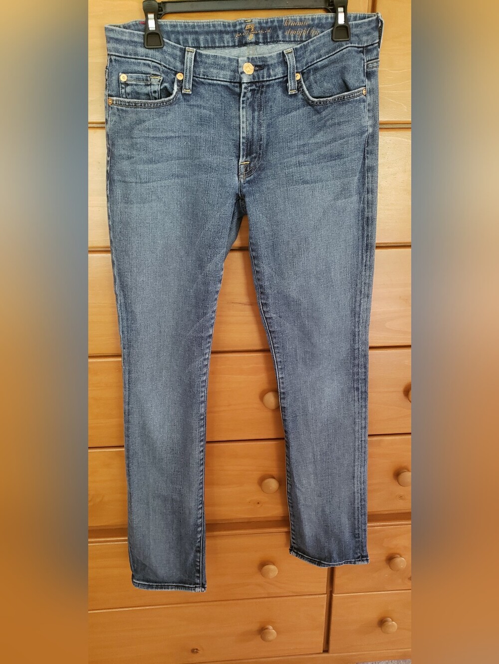 7 For All Mankind Straight Leg Jeans in Medium Blue Wash